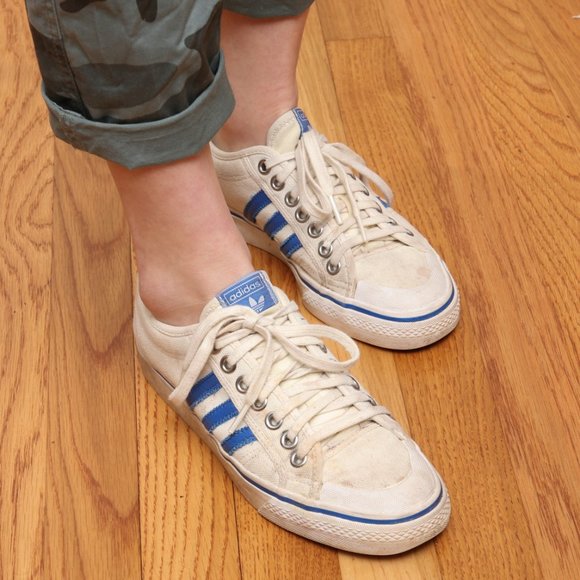 Adidas Nizza Cream and Blue Sneakers - Picture 6 of 8
